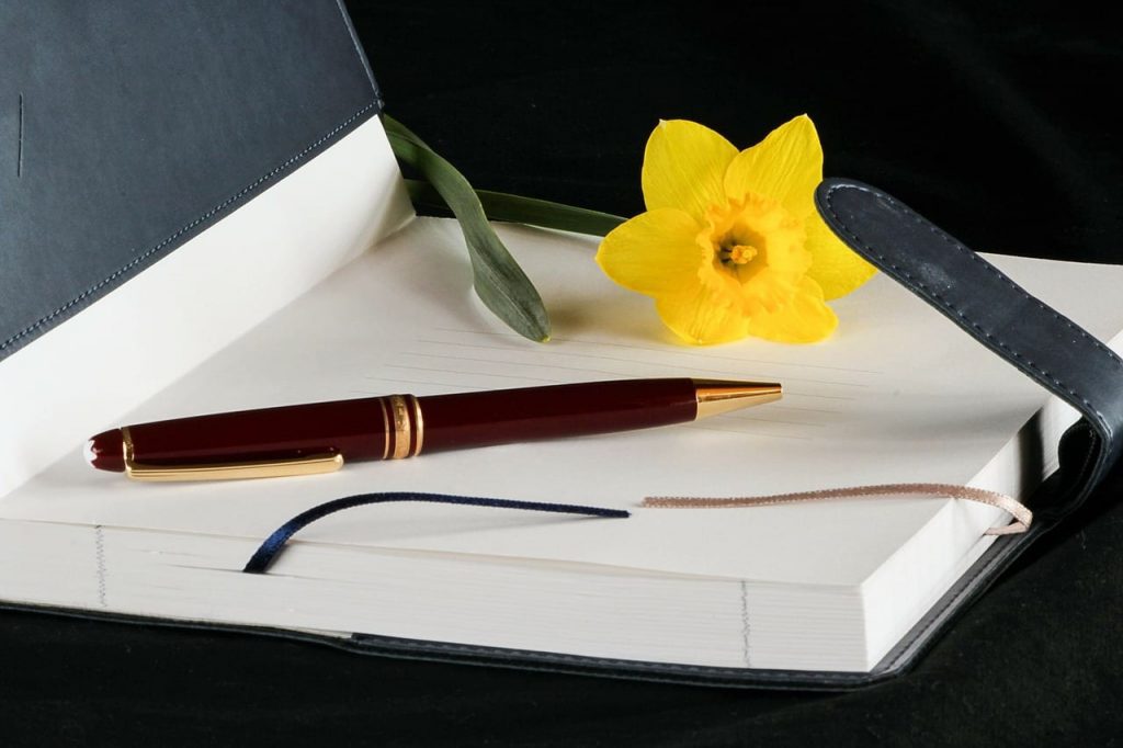 journal and flower