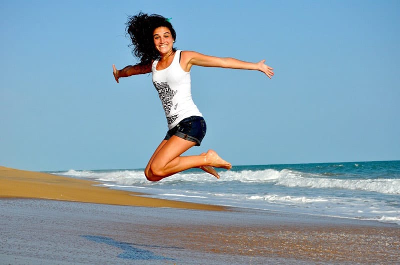 happy jumping woman