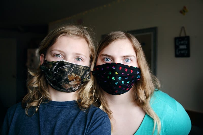 mother and daughter face masks