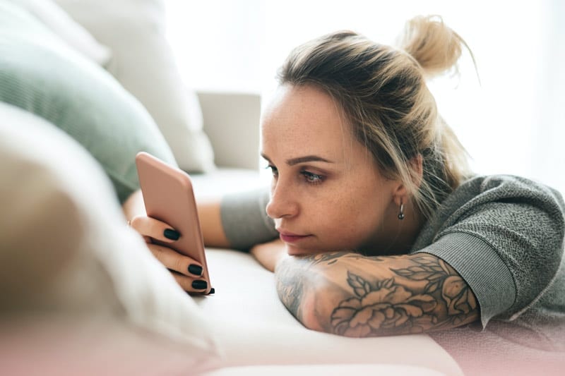 young woman on smartphone