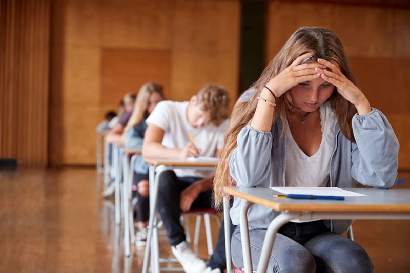 girl trying to concentrate