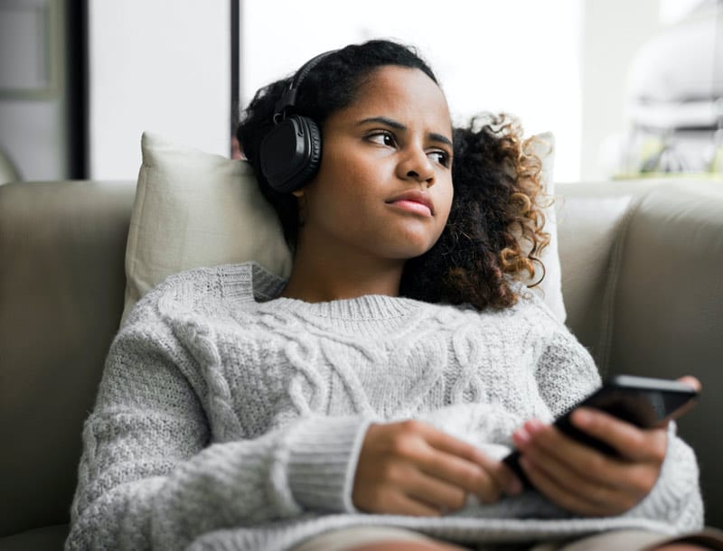 young woman with smartphone