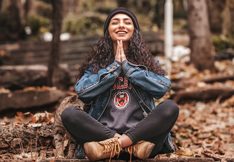 young woman mindful meditation