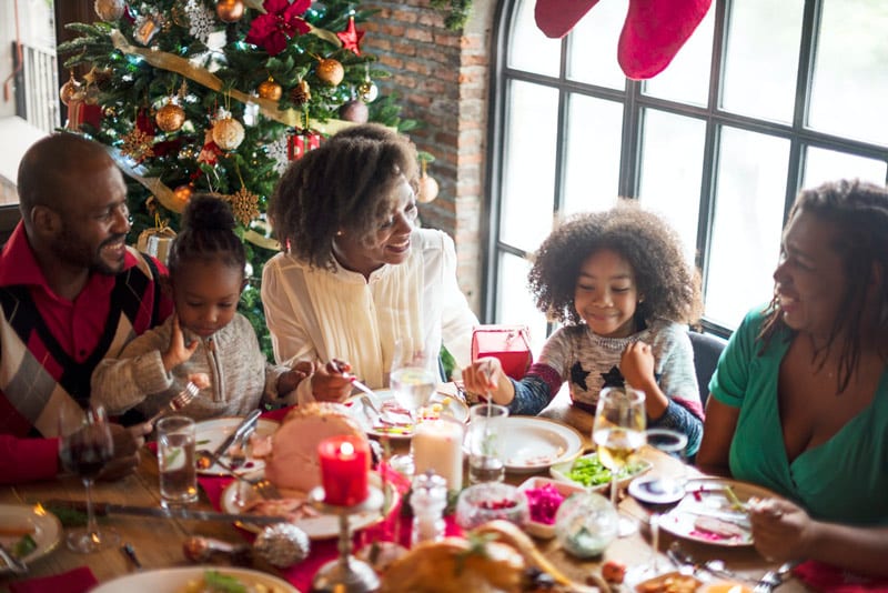 black family at christmas dinner
