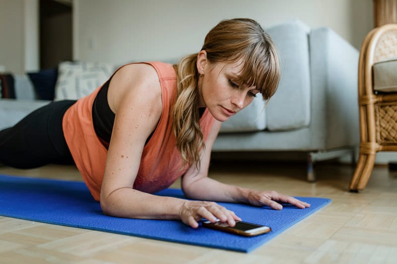 woman doing home yoga