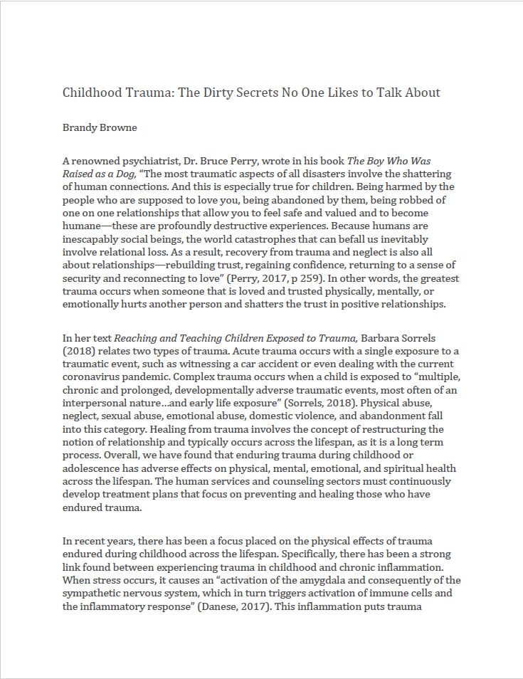 essay on childhood trauma