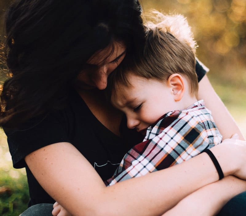 mother and anxious child