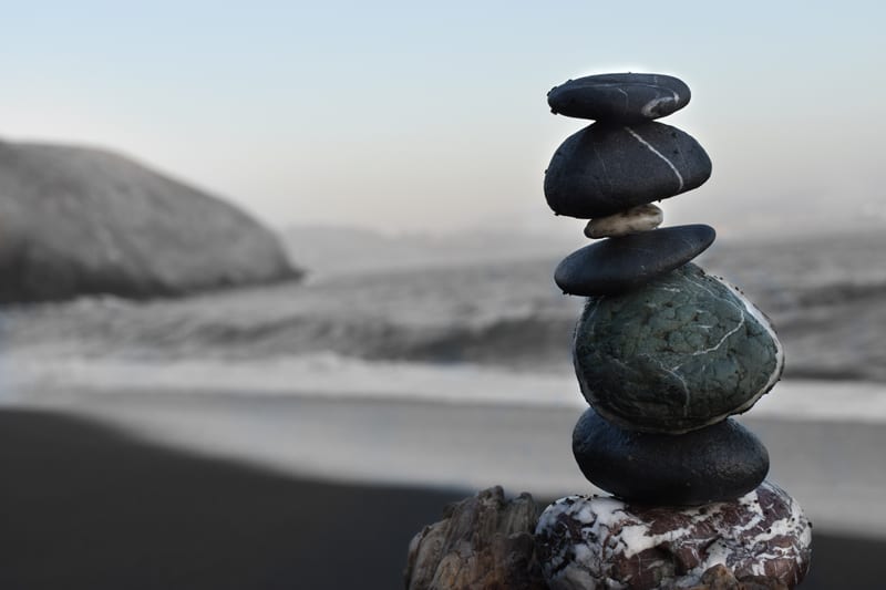 stacked rocks on beach