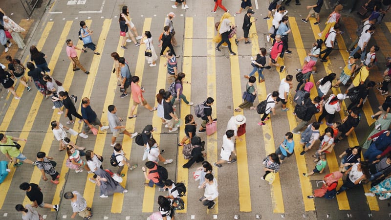 crowded street in Hong Kong