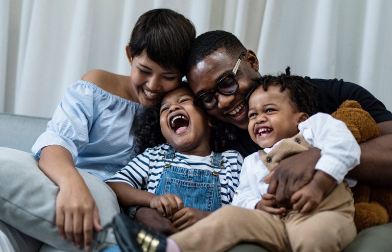 black family having fun time