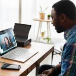 man on online meeting