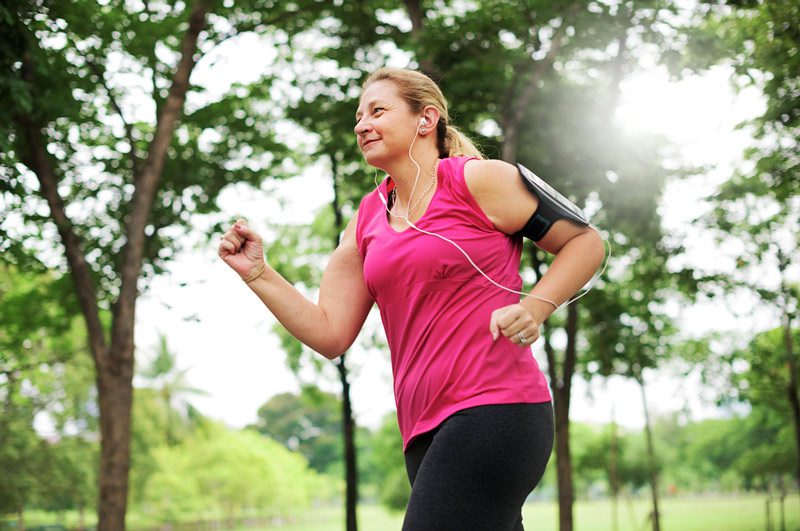 happy woman walking