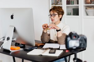 professional woman in virtual meeting