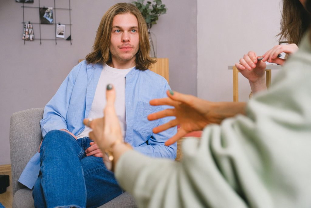 bearded man in counseling