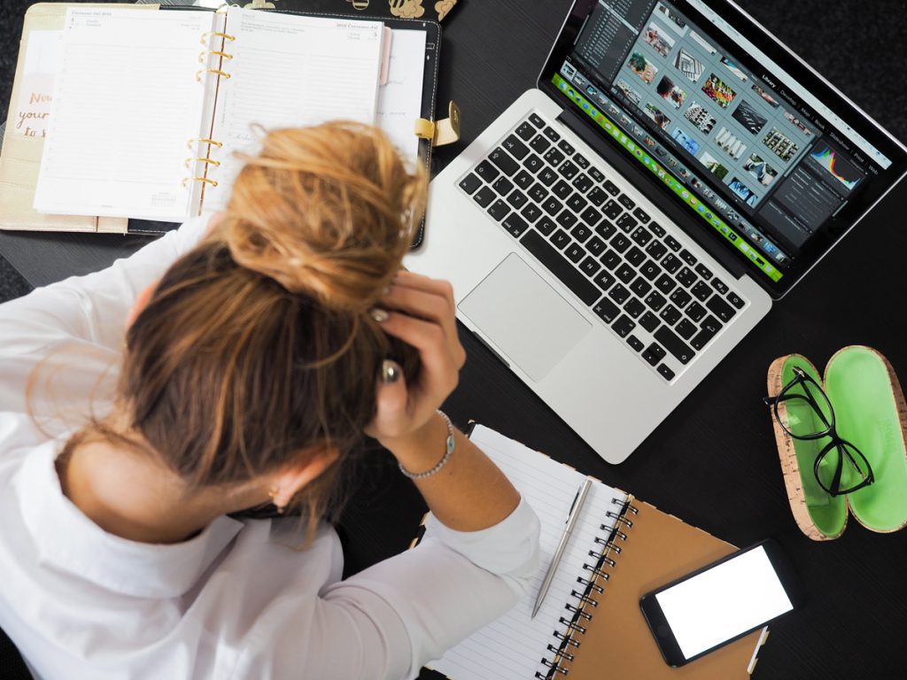 stressed student studying