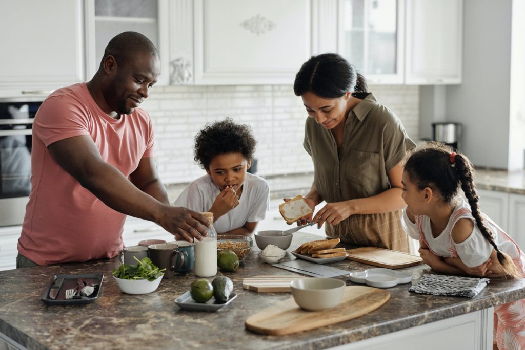 family preparing healthy food
