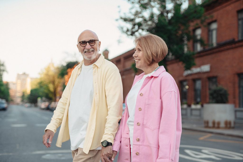 older couple walking