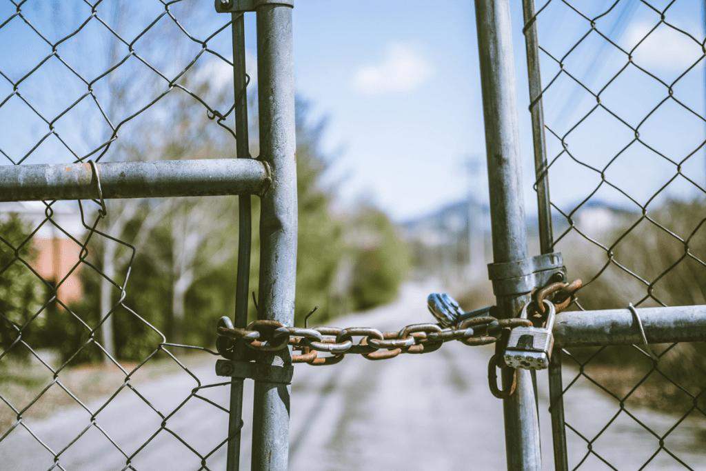 locked chain link fence.