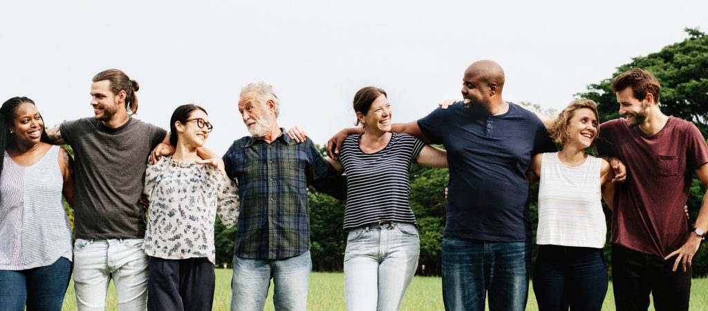 group of diverse people making an impact on each other