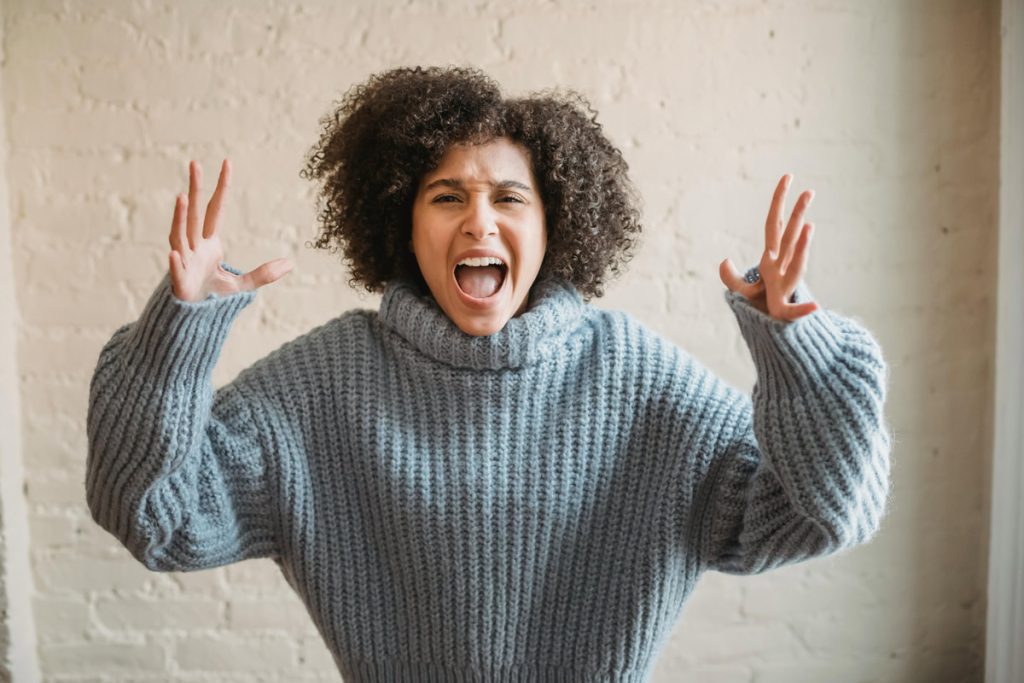 angry woman shouting.